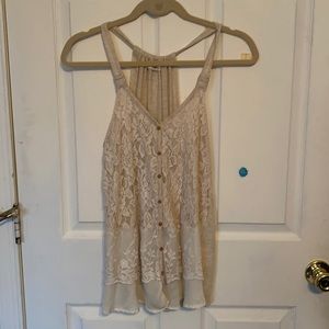 Rewind Lace Front Cream Tank Top